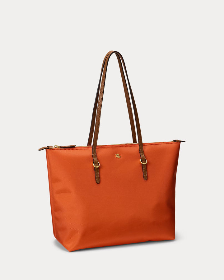Lauren Ralph Lauren Medium Keaton Nylon Tote Bag | Orange/Tan