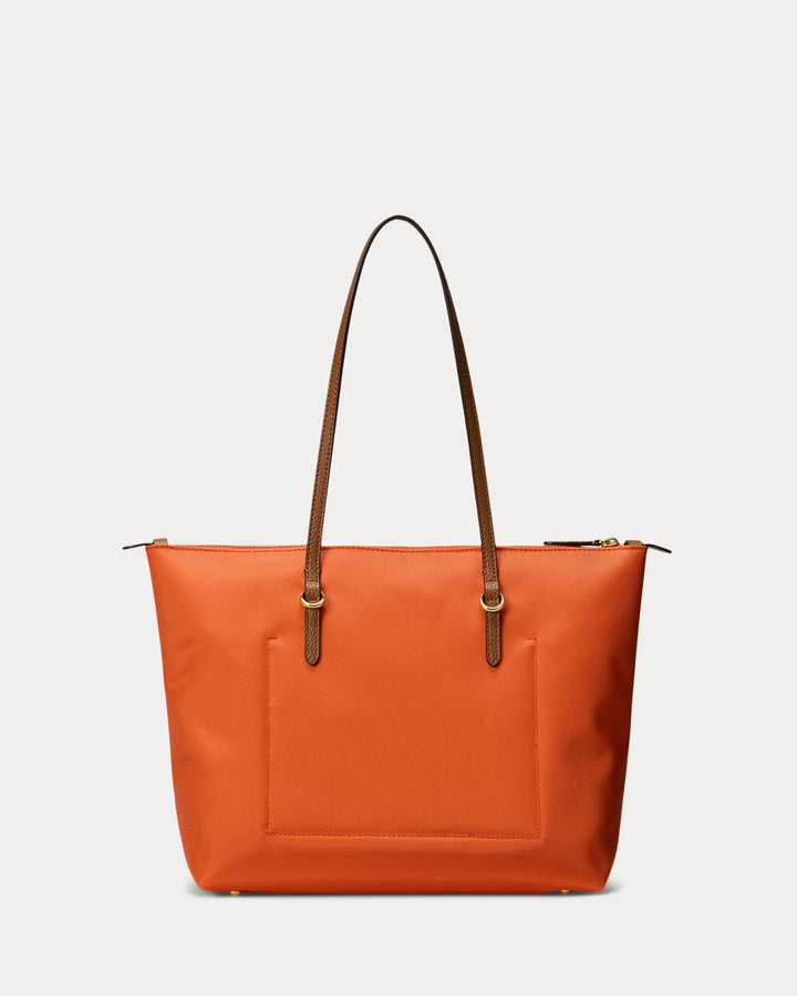 Lauren Ralph Lauren Medium Keaton Nylon Tote Bag | Orange/Tan