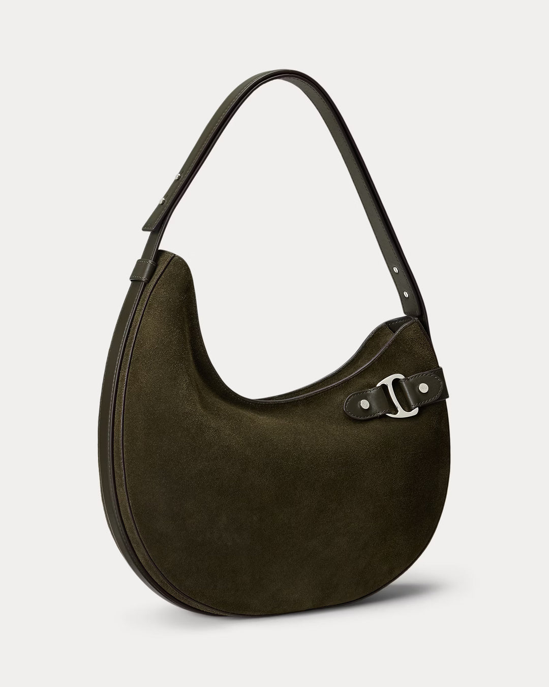 Lauren Ralph Lauren Suede Large Tasha Shoulder Bag | Dark Olive