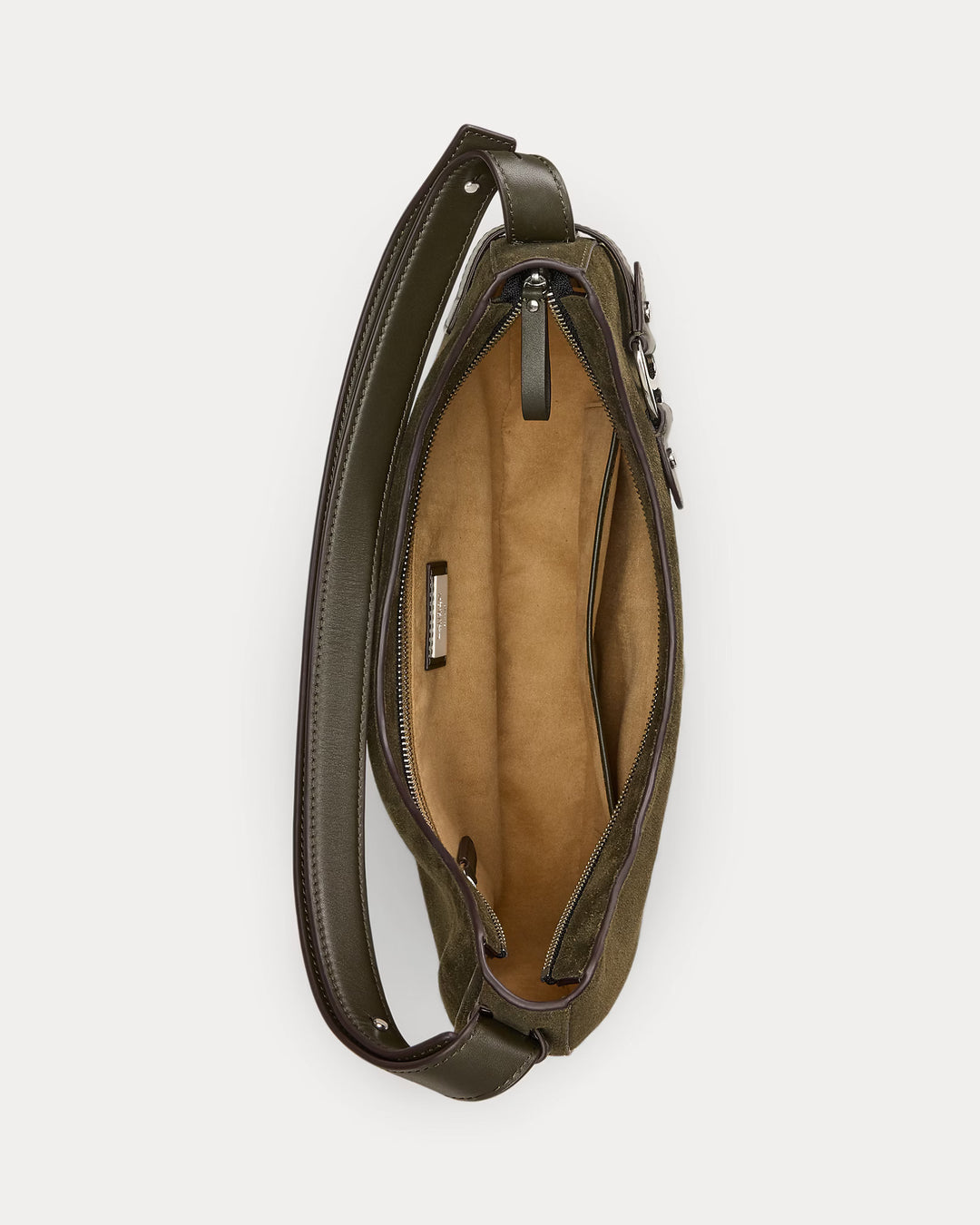 Lauren Ralph Lauren Suede Large Tasha Shoulder Bag | Dark Olive