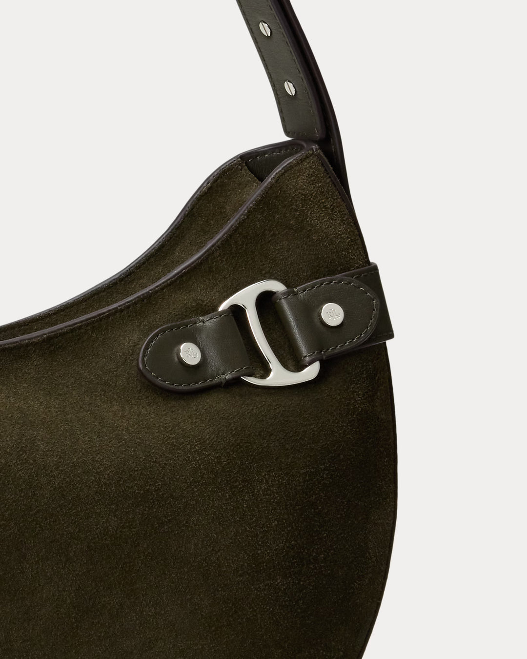 Lauren Ralph Lauren Suede Large Tasha Shoulder Bag | Dark Olive