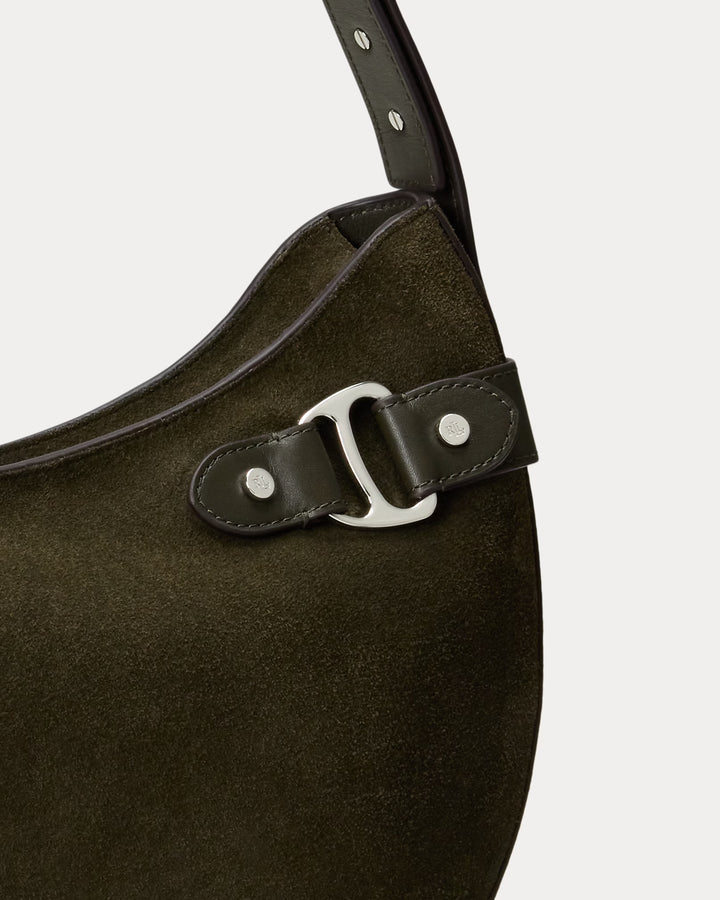 Lauren Ralph Lauren Suede Large Tasha Shoulder Bag | Dark Olive
