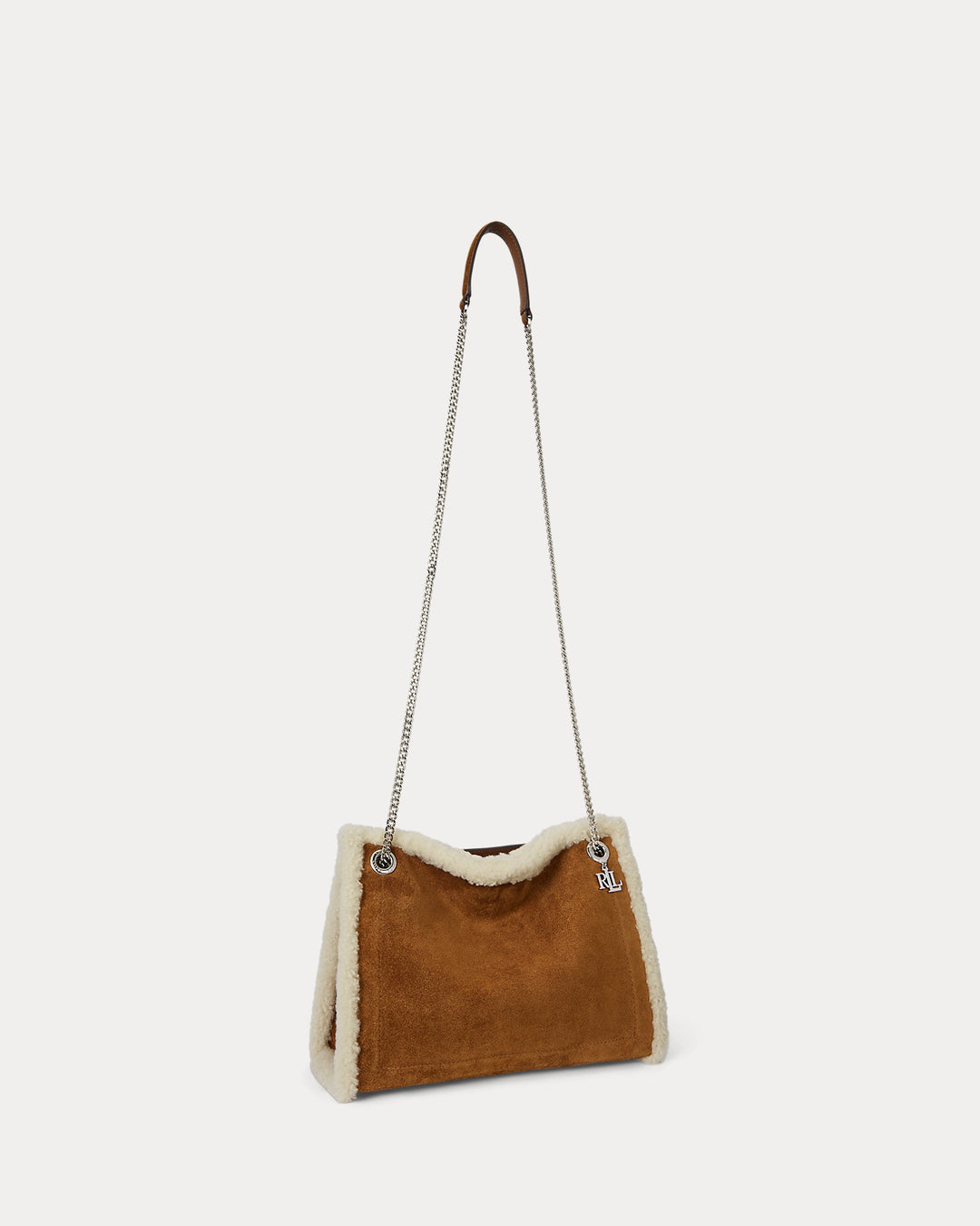 Lauren Ralph Lauren Shearling-Trim Medium Bradley Tote Bag | Tan/Natural
