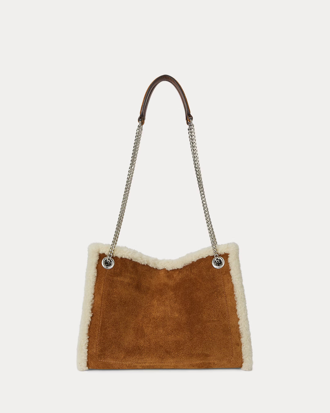 Lauren Ralph Lauren Shearling-Trim Medium Bradley Tote Bag | Tan/Natural