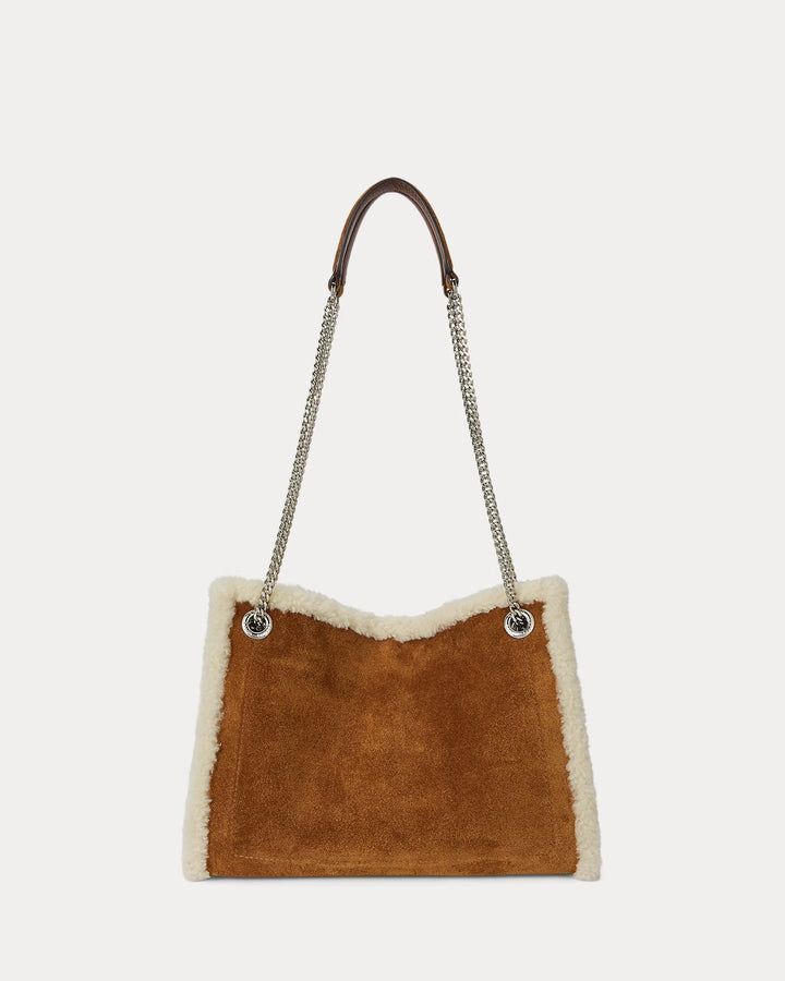 Lauren Ralph Lauren Shearling-Trim Medium Bradley Tote Bag | Tan/Natural