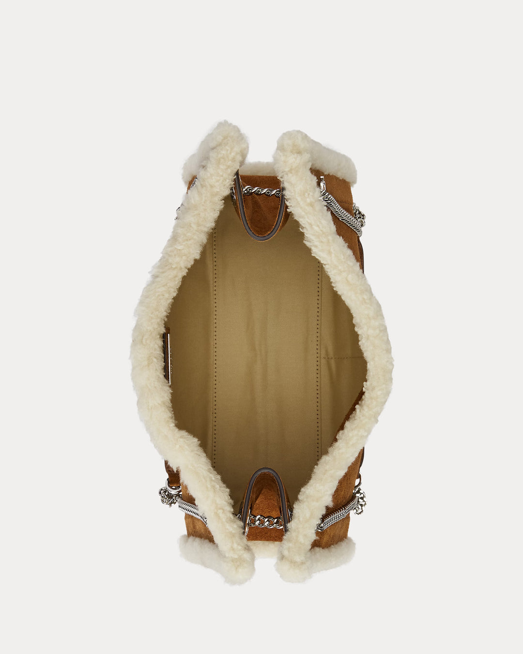 Lauren Ralph Lauren Shearling-Trim Medium Bradley Tote Bag | Tan/Natural