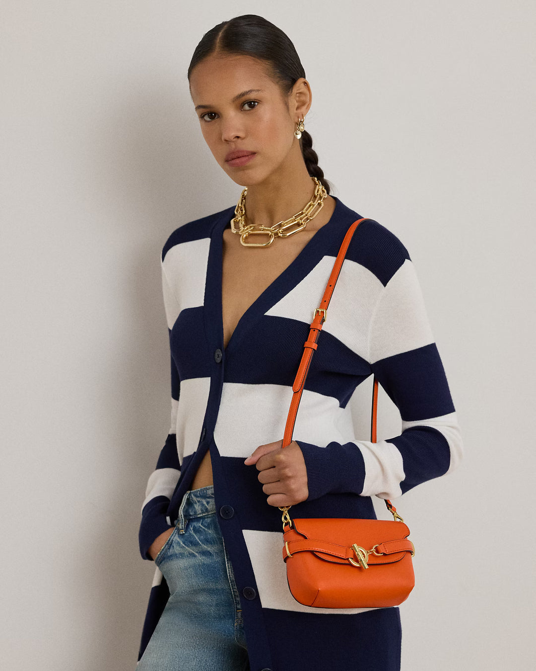 Lauren Ralph Lauren Leather Small Blaike Crossbody Bag | Dusk Orange