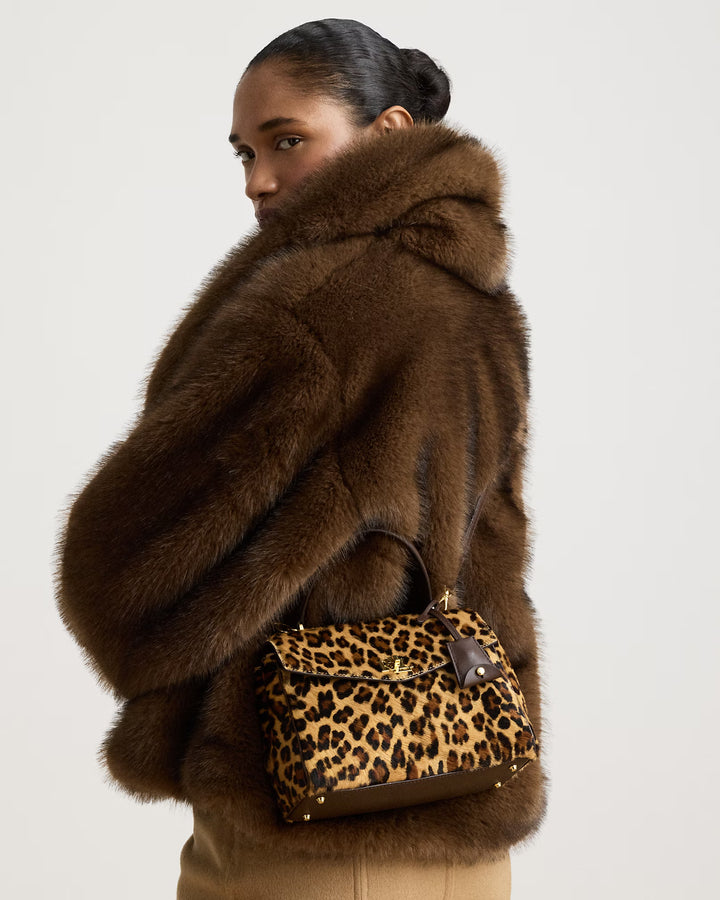 Lauren Ralph Lauren Print Haircalf Small Farrah Soft Satchel Bag | Leopard