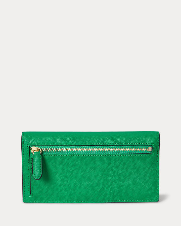 Lauren Ralph Lauren Crosshatch Leather Slim Wallet | Green Topaz
