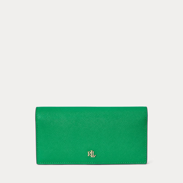 Lauren Ralph Lauren Crosshatch Leather Slim Wallet | Green Topaz