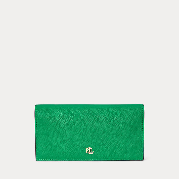 Lauren Ralph Lauren Crosshatch Leather Slim Wallet | Green Topaz