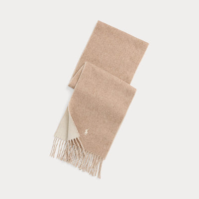 Ralph Lauren Reversible Wool-Blend Scarf | Taupe/Cream