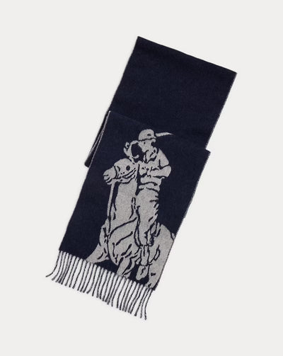 Ralph Lauren Big Pony Wool-Blend Scarf | Navy/Grey