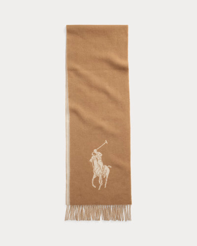 Ralph Lauren Big Pony Wool Scarf | Camel/Cream