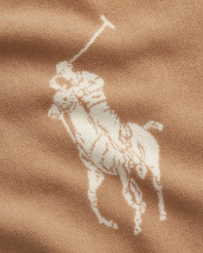 Ralph Lauren Μάλλινο Κασκόλ με Μεγάλο Πόνυ | Κάμελ/Κρεμ