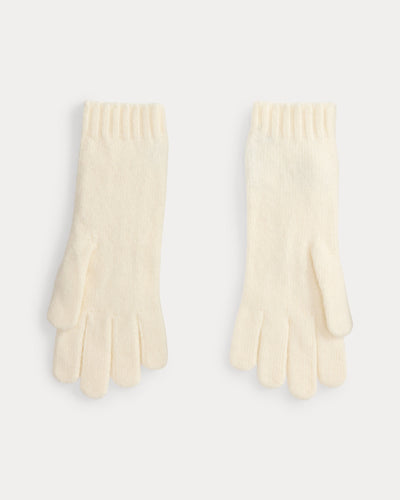 Ralph Lauren Cable-Knit Wool-Cashmere Gloves | Cream