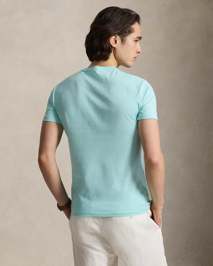 Ralph Lauren Custom Slim Fit Jersey-T-Shirt mit Rundhalsausschnitt | Neu in Aqua