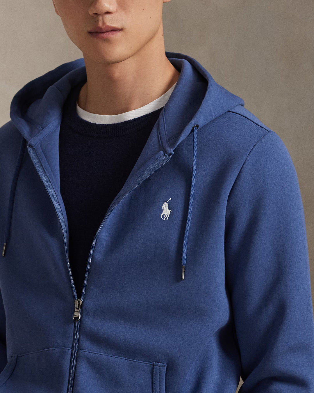Ralph Lauren Double-Knit Full-Zip Hoodie | Night Navy