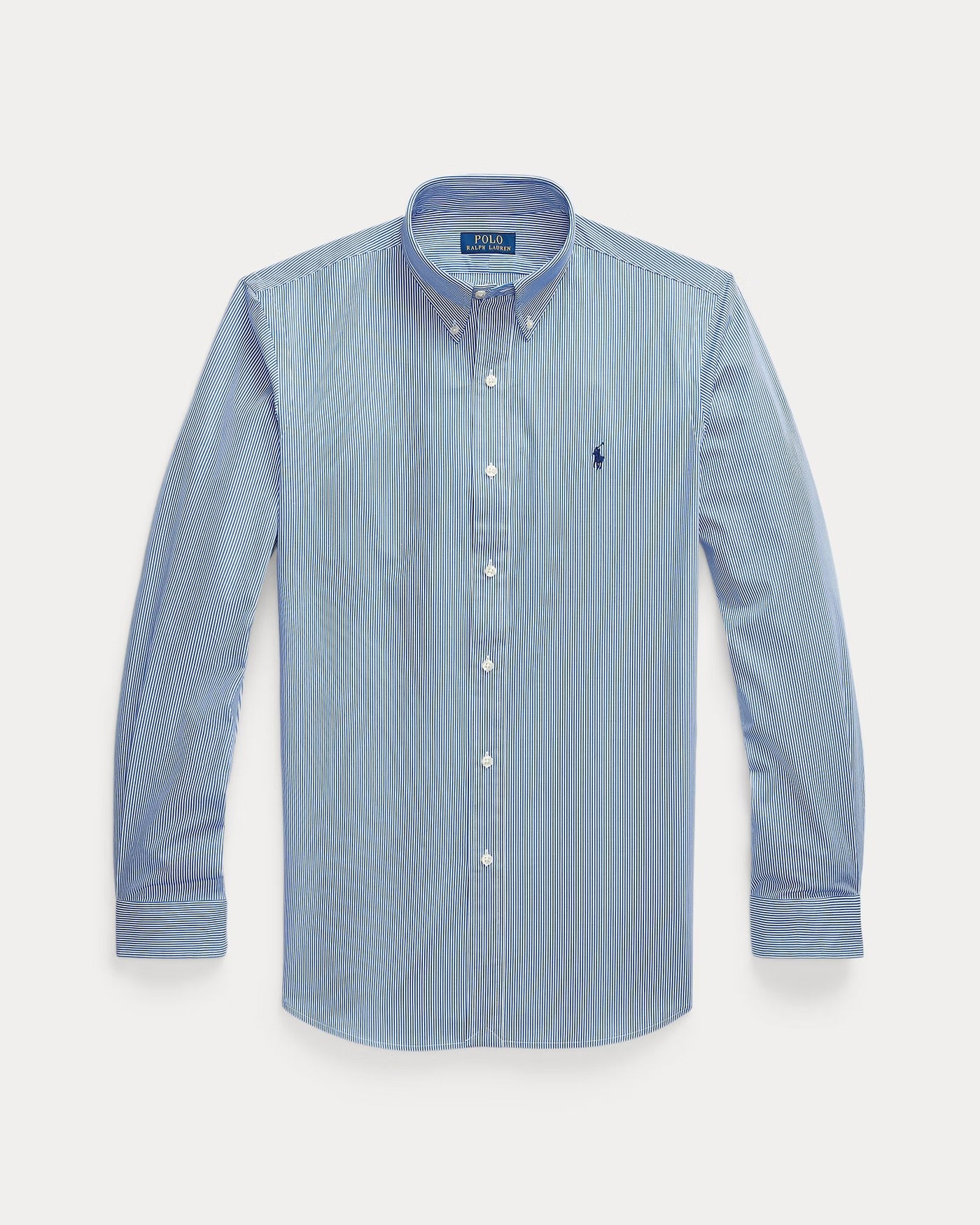 Ralph Lauren Custom Fit Stretch Poplin Shirt | Blue Hairline