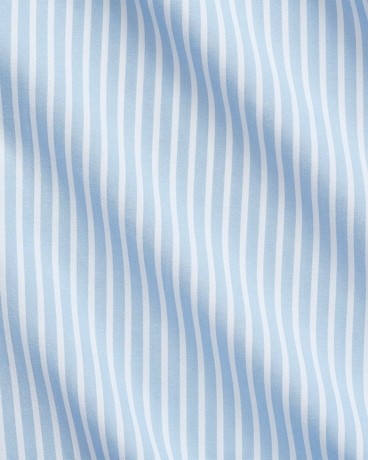 Ralph Lauren Custom Fit Striped Stretch Poplin Shirt | Light Blue/White