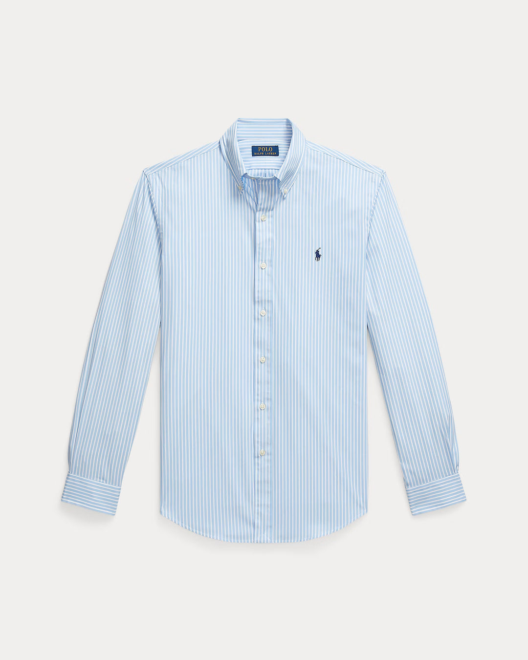 Ralph Lauren Custom Fit Striped Stretch Poplin Shirt | Light Blue/White