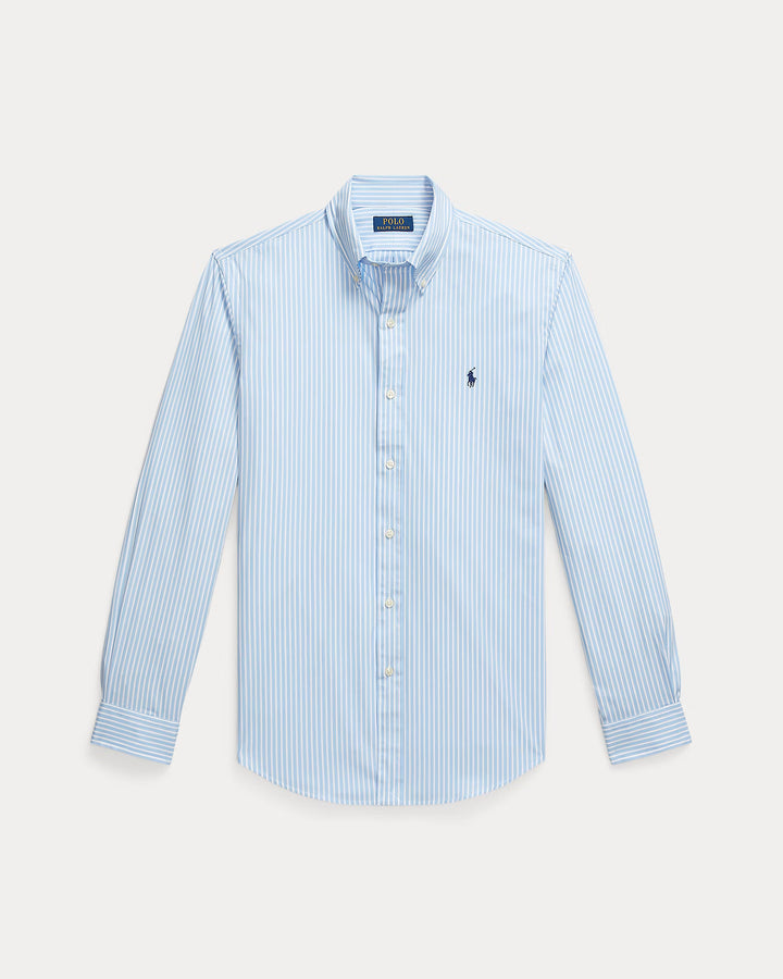 Ralph Lauren Custom Fit Striped Stretch Poplin Shirt | Light Blue/White