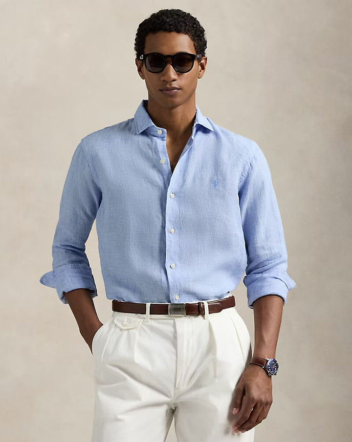 Ralph Lauren Custom Fit Linen Shirt | Cabana Blue