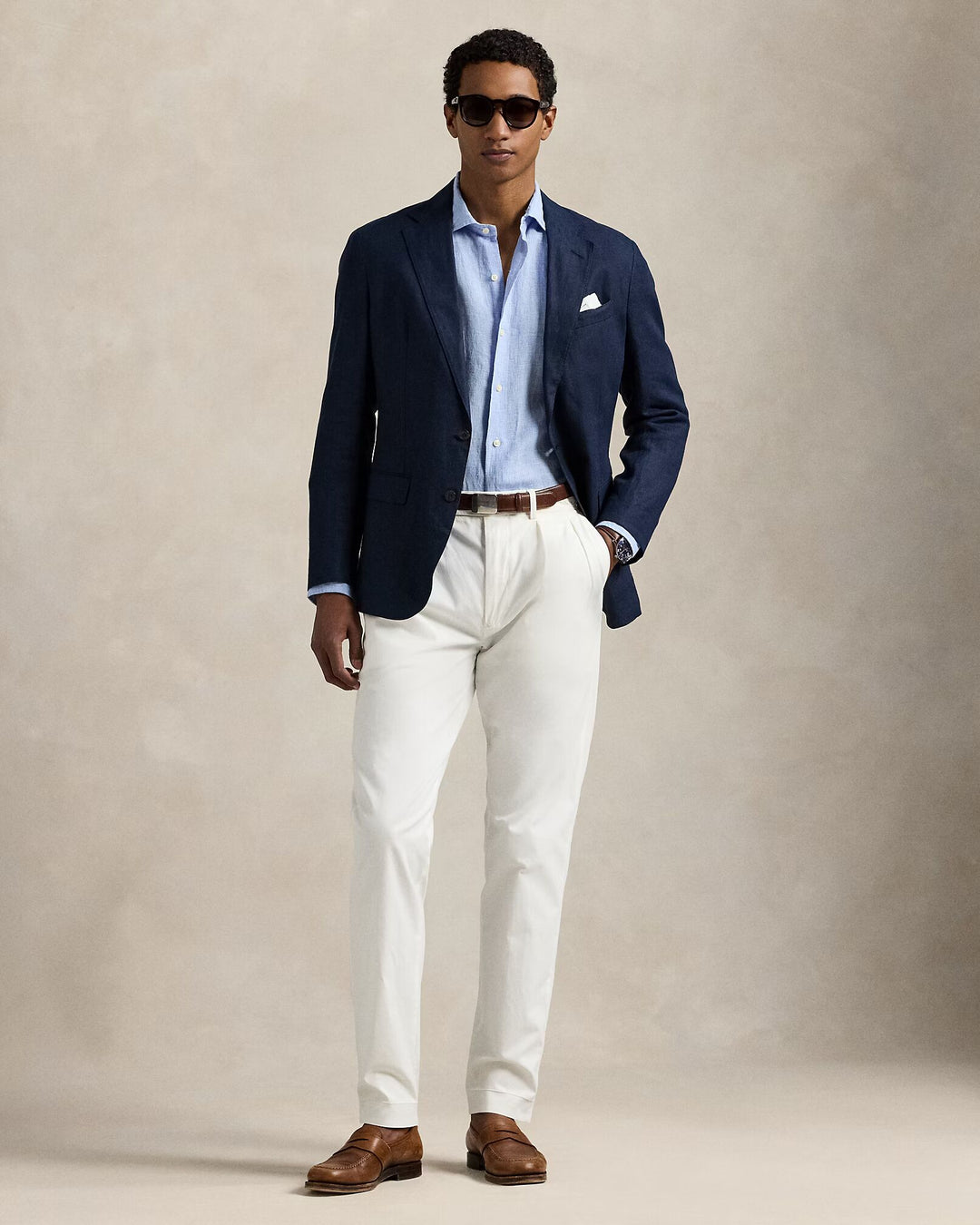 Ralph Lauren Custom Fit Linen Shirt | Cabana Blue