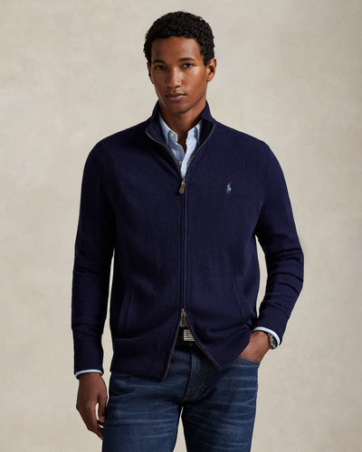 Ralph Lauren Wool Full-Zip Jumper | Hunter Navy