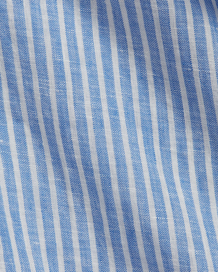 Ralph Lauren Custom Fit Striped Linen Shirt | Light Blue/White
