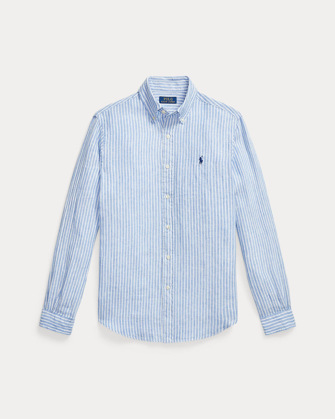 Ralph Lauren Custom Fit Striped Linen Shirt | Light Blue/White