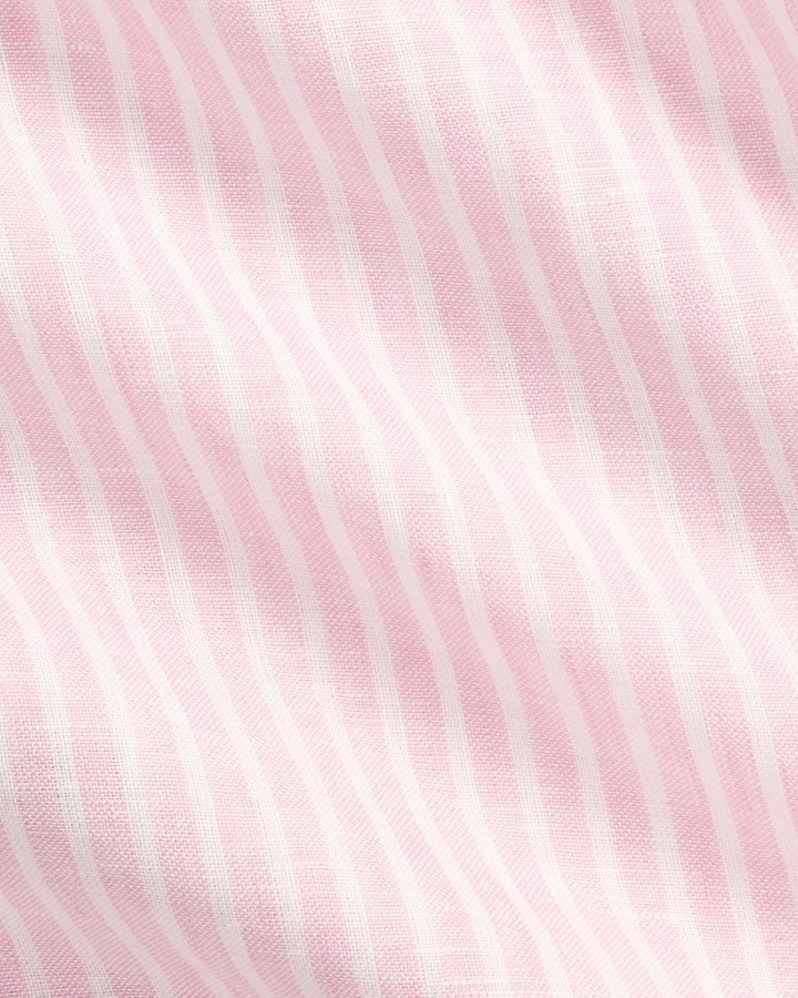 Ralph Lauren Custom Fit Striped Linen Shirt | Pink/White