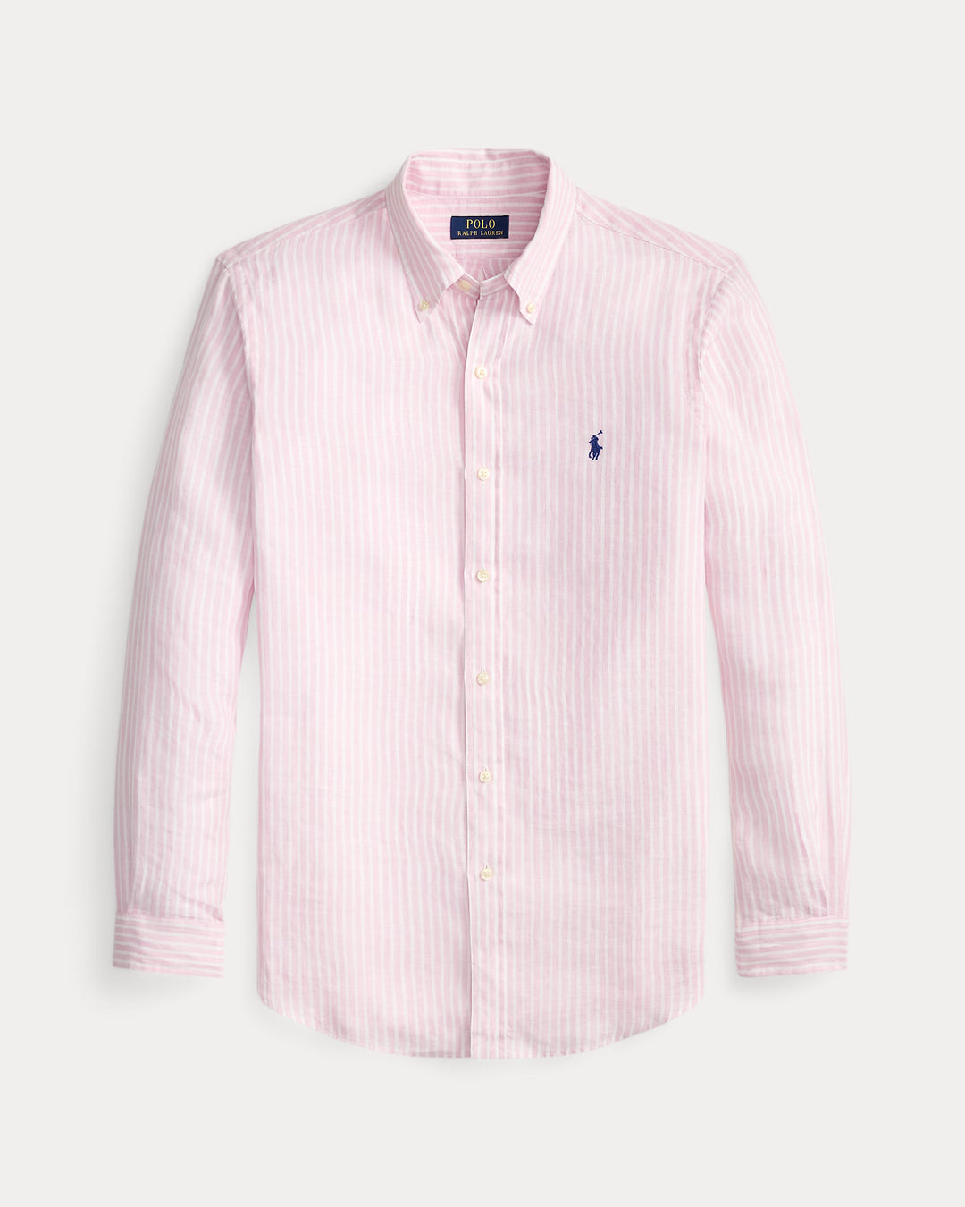 Ralph Lauren Custom Fit Striped Linen Shirt | Pink/White