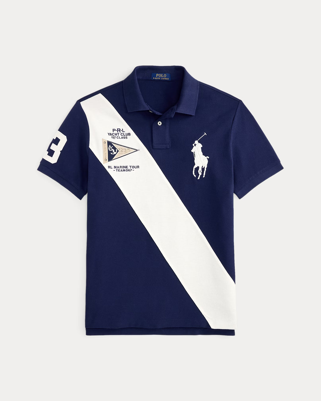 قميص بولو رالف لورين كستوم سليم فيت ببيغ بوني | أزرق داكن/نيفيس