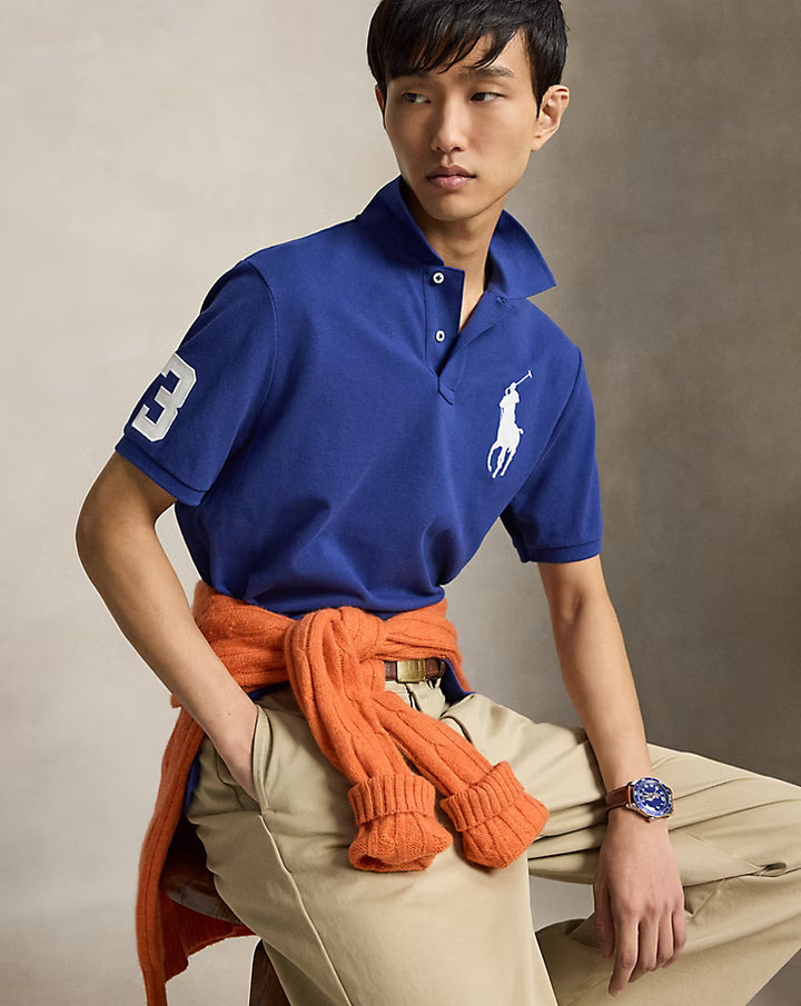 Ralph Lauren Big Pony Cotton Mesh Polo Shirt | Blue Yacht