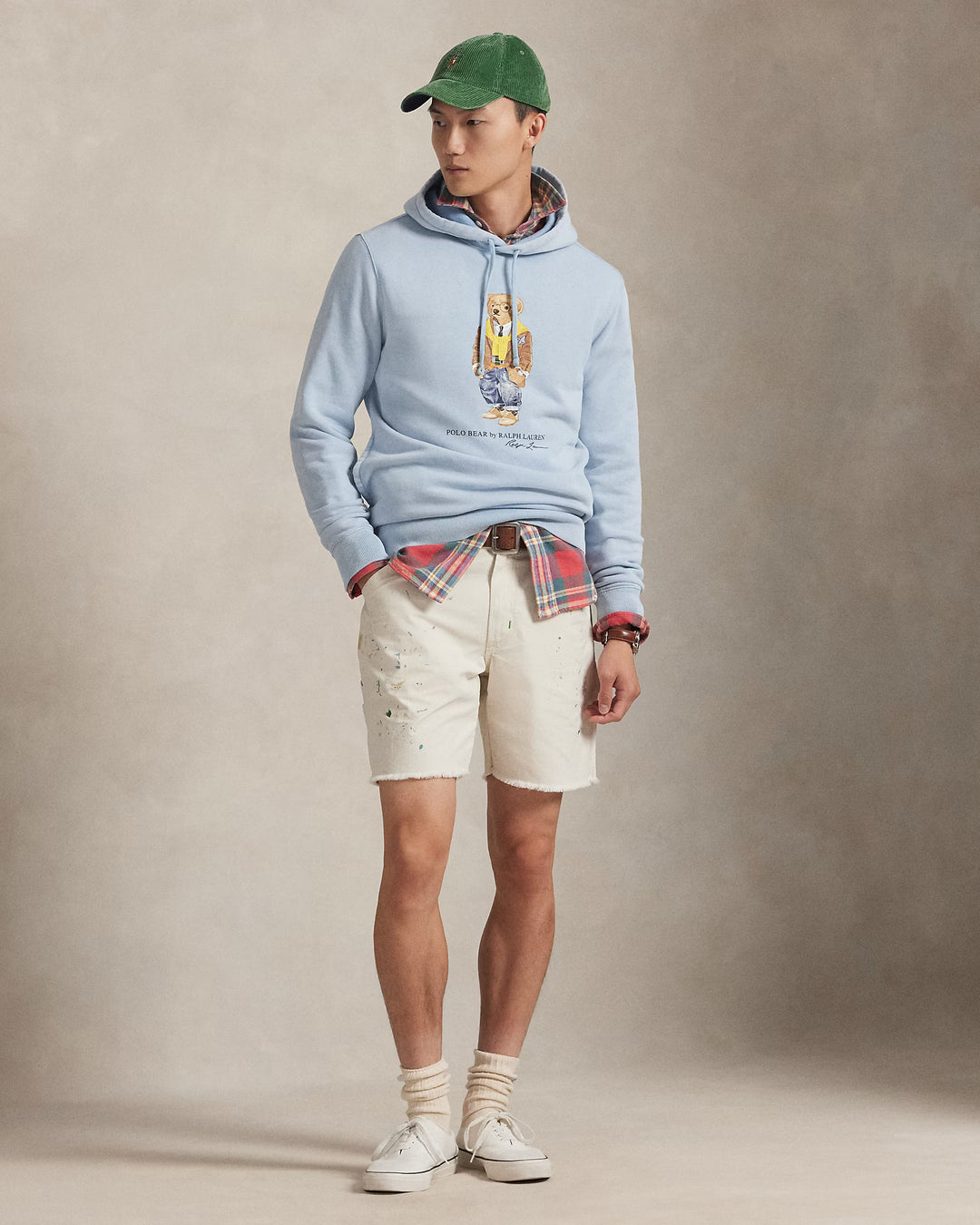 Sudadera con capucha de felpa teñida en prenda Ralph Lauren Polo Bear | Blue Heritage
