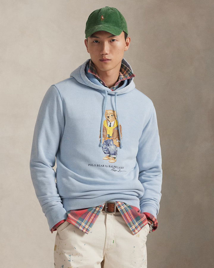 Sudadera con capucha de felpa teñida en prenda Ralph Lauren Polo Bear | Blue Heritage