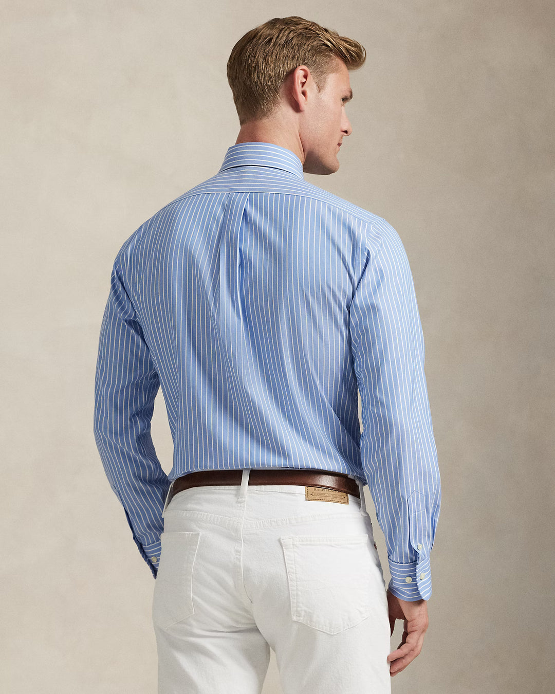 Ralph Lauren Custom Fit Striped Pinpoint Oxford Shirt | Azure
