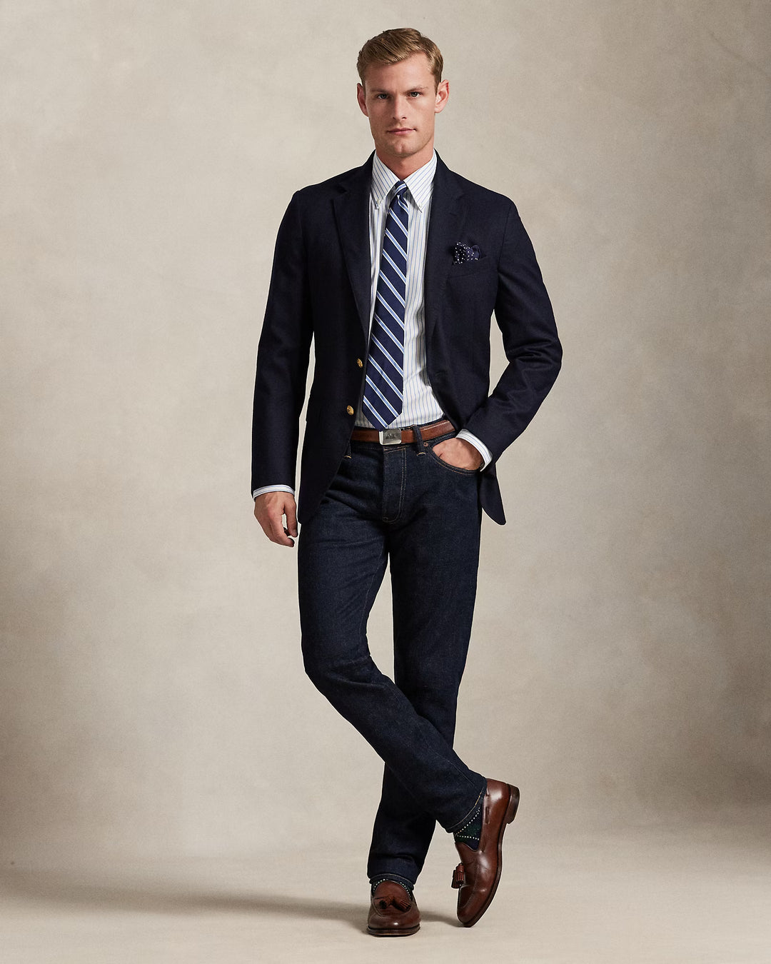 Ralph Lauren Custom Fit Striped Pinpoint Oxford Shirt | White