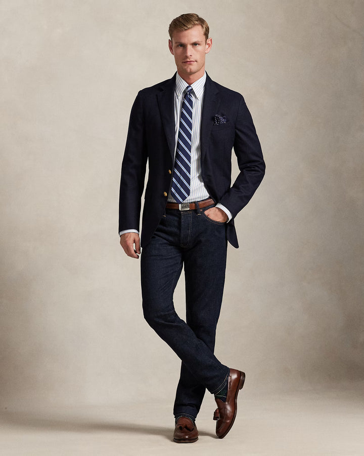 Ralph Lauren Custom Fit Striped Pinpoint Oxford Shirt | White