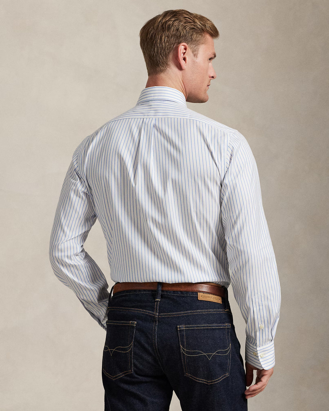 Ralph Lauren Custom Fit Striped Pinpoint Oxford Shirt | White