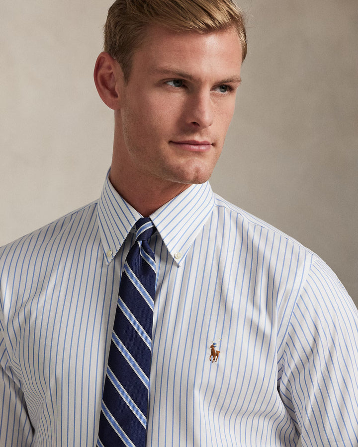 Ralph Lauren Custom Fit Striped Pinpoint Oxford Shirt | White