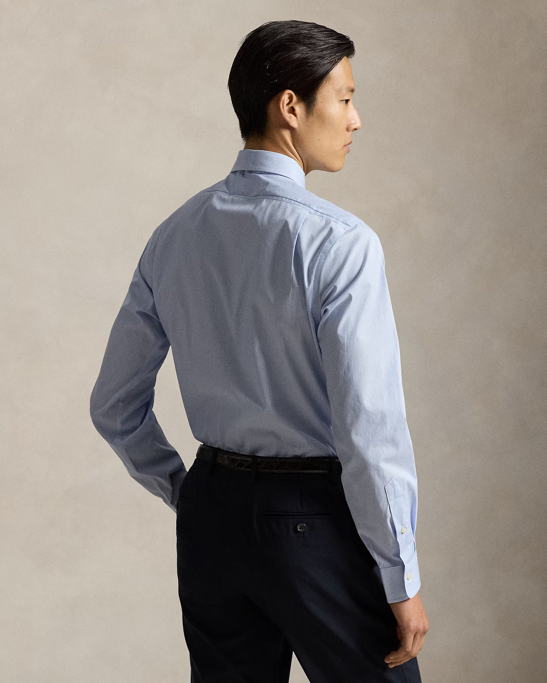 Ralph Lauren Custom Fit Striped Poplin Shirt | Blue/White