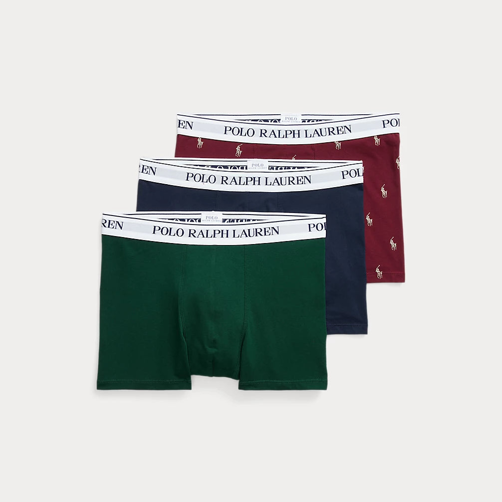 Ralph Lauren Classic Stretch-Cotton Trunk 3-Pack | Navy/Green/Red