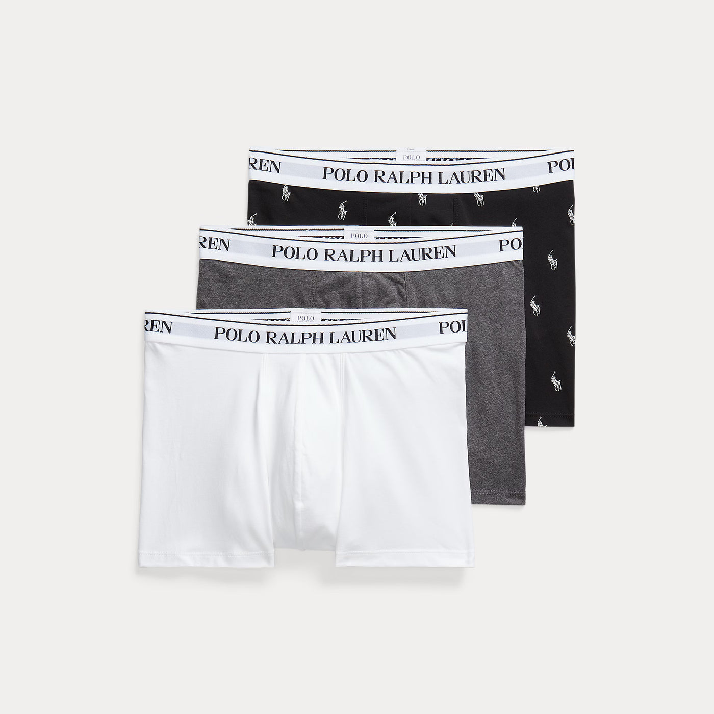 Ralph Lauren Classic Stretch-Cotton Trunk 3-Pack | Black/Dark Grey/White