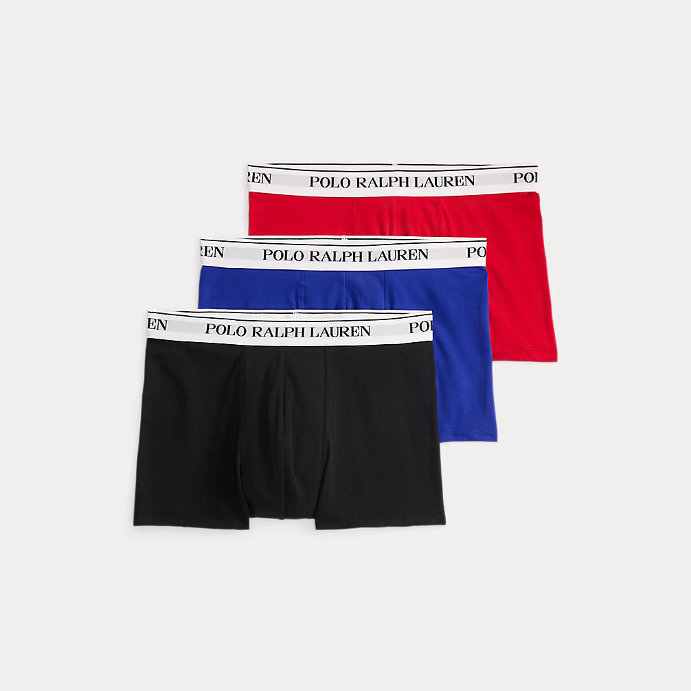 Ralph Lauren Classic Stretch-Cotton Trunk 3-Pack | Red/Cobalt/Black