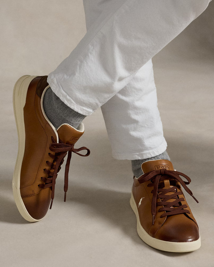 Δερμάτινα αθλητικά παπούτσια Ralph Lauren Heritage Court II | Μπεζ/Εκρού