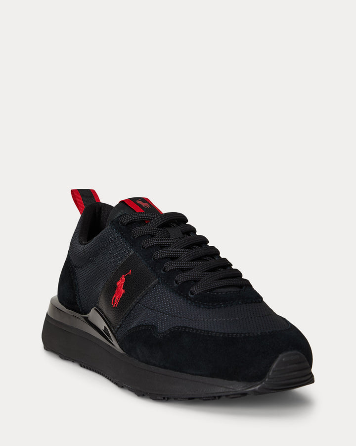 Ralph Lauren Train 89 Suede and Oxford Trainer | Black