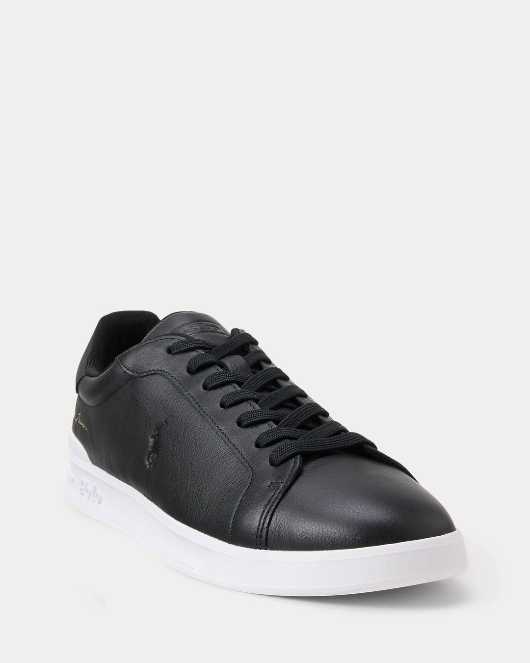 Ralph Lauren ανδρικό δερμάτινο sneaker Heritage Court II σε Μαύρο – εναλλακτική όψη