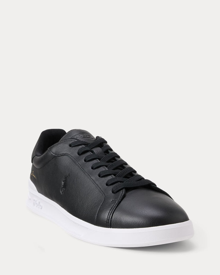 Ralph Lauren ανδρικό δερμάτινο sneaker Heritage Court II σε Μαύρο – εναλλακτική όψη